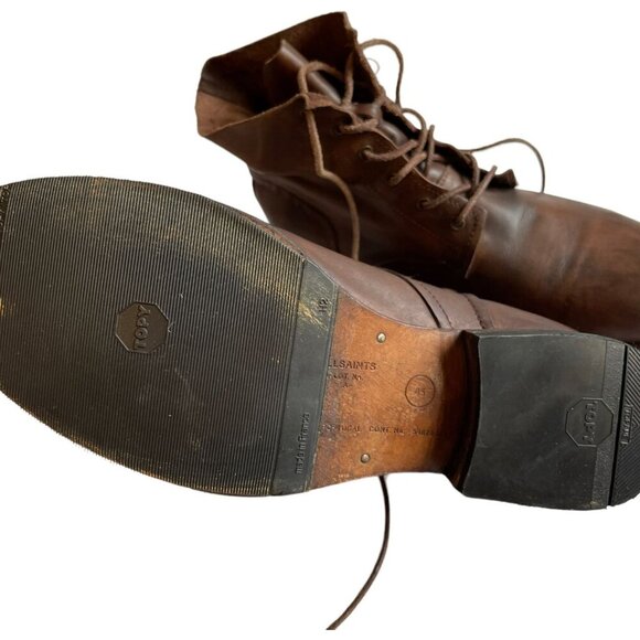 Allsaints Brown Leather Lace Up Mens Ankle Boots Size 12 With Rubber Sole main image 4
